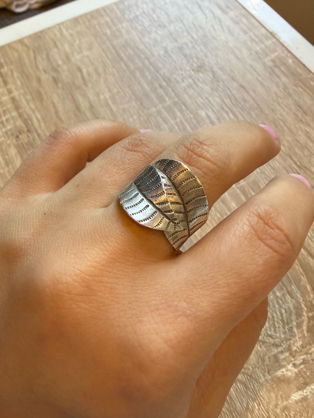 Sterling Silver 925 Leaf Wrap Ring Adjustable Size